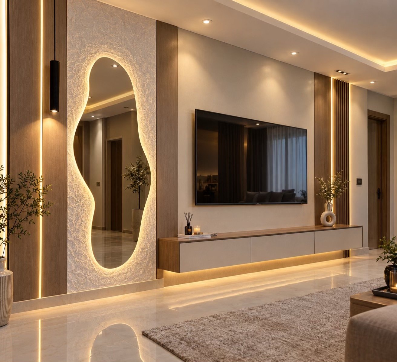 ديكورات شاشات التلفزيون في الرياض: ملامس التصميم