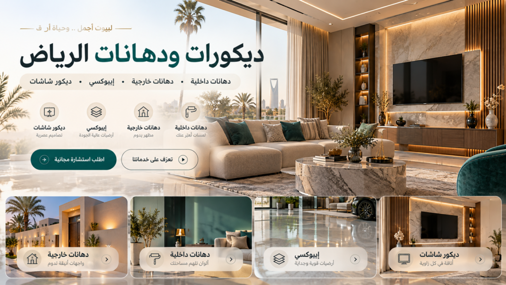 ديكورات ودهانات الرياض - تصميم داخلي بصالة عصرية مع ديكور جدران وإضاءة حديثة